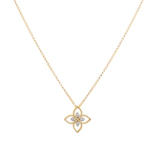 Roberto Coin Princess Flower 18ct Bi-Colour Gold 0.04cttw Diamond Pendant