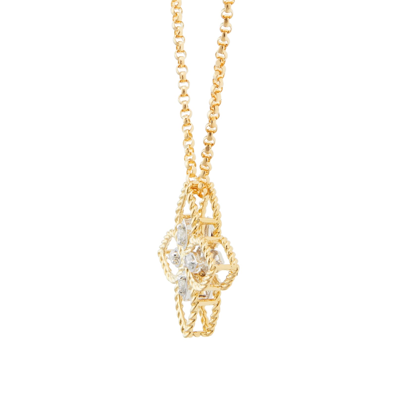 Roberto Coin Princess Flower 18ct Bi-Colour Gold 0.04ct Diamond Pendant Necklace Roberto Coin Princess Flower 18ct Bi-Colour Gold 0.04ct Diamond Pendant Necklace