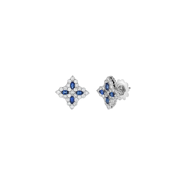 Roberto Coin 18K White Gold Princess Flower Diamond & Sapphire Stud Earrings