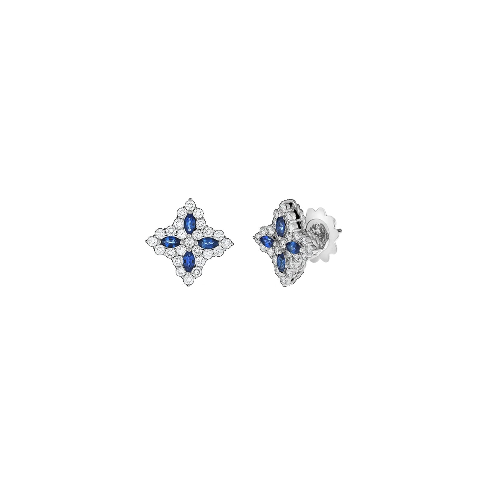 Roberto Coin 18K White Gold Princess Flower Diamond & Sapphire Stud Earrings