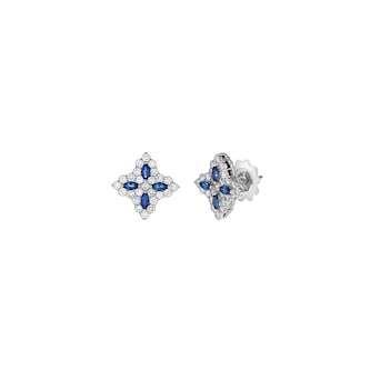 Roberto Coin 18K White Gold Princess Flower Diamond & Sapphire Stud Earrings