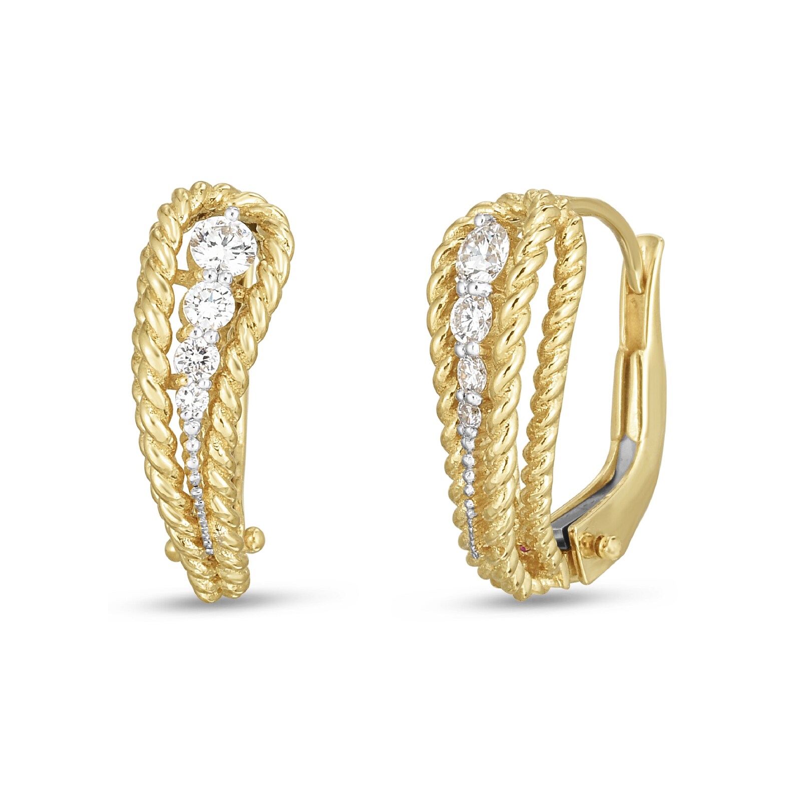 Roberto Coin New Barocco 18ct Yellow Gold Diamond Earrings