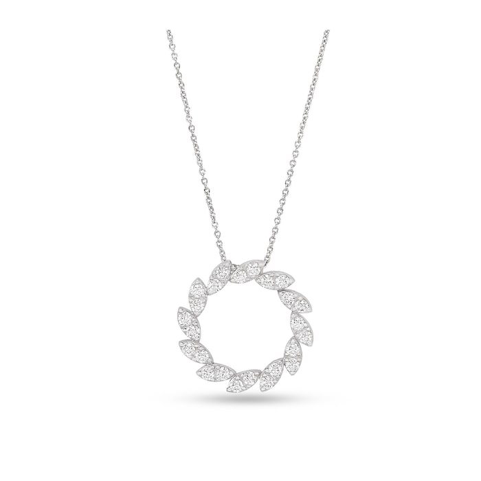 Roberto Coin The Marquesa Collection 18k White Gold 0.74cttw Diamond Small Swirl Pendant