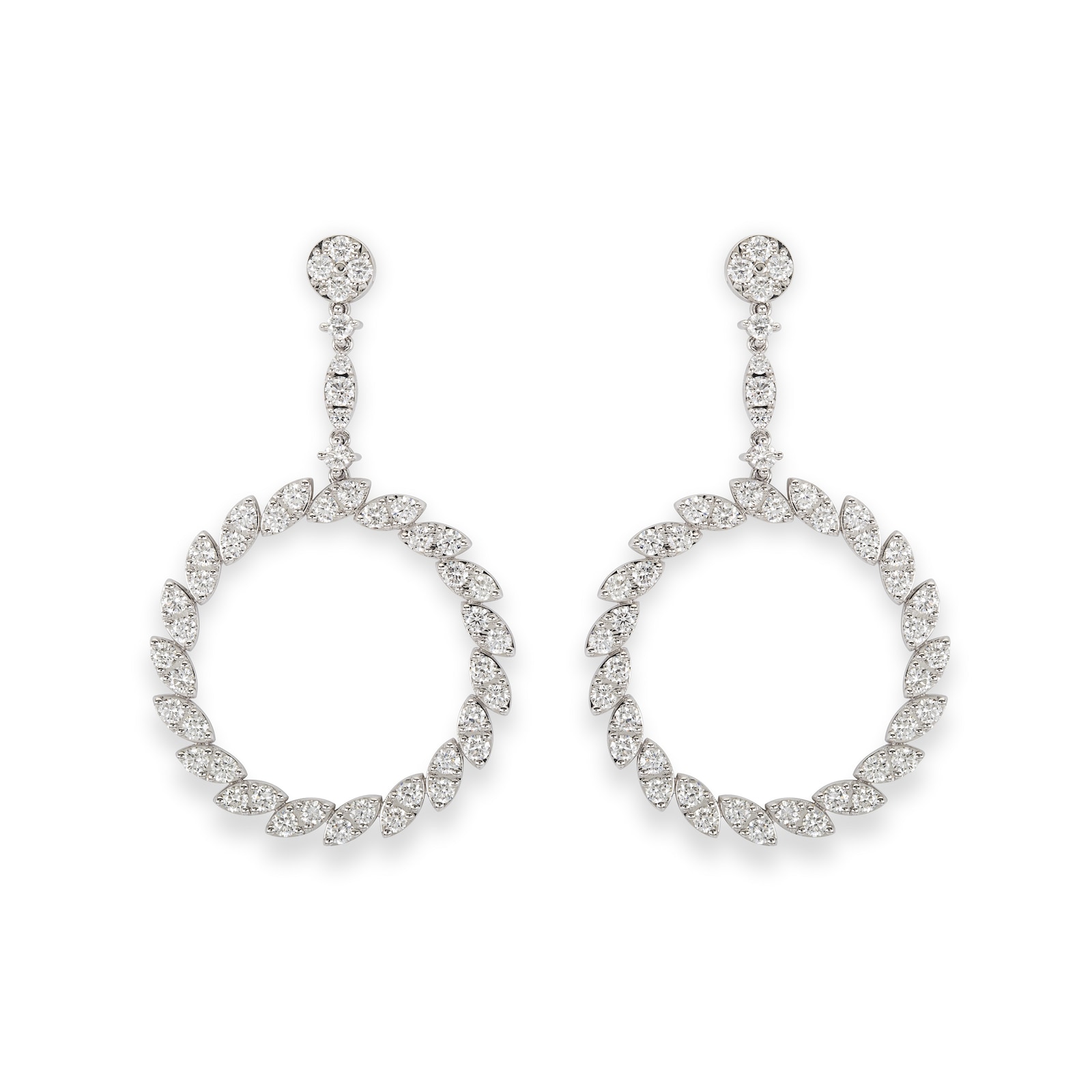 Roberto Coin The Marquesa Collection 18k White Gold 3.85cttw Diamond Swirl Earrings