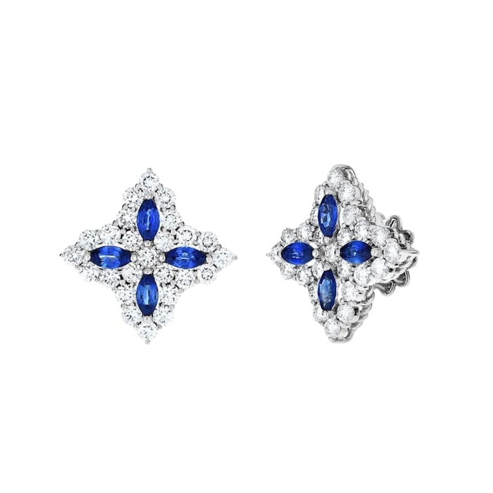 Roberto Coin 18K White Gold Princess Flower Diamond & Sapphire Stud Earrings