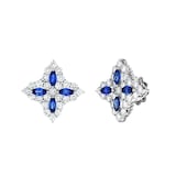 Roberto Coin 18K White Gold Princess Flower Diamond & Sapphire Stud Earrings