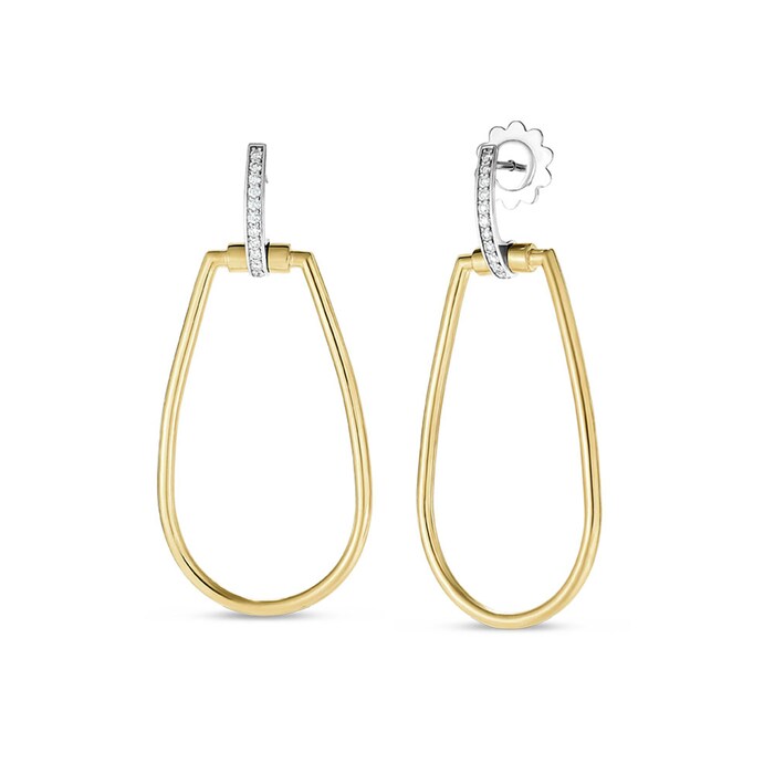 Roberto Coin 18ct Yellow Gold Diamond Classique Parisienne Hoop Earrings