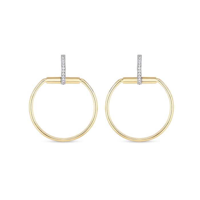 Roberto Coin 18ct Yellow Gold Diamond Classique Parisienne Hoop Earrings