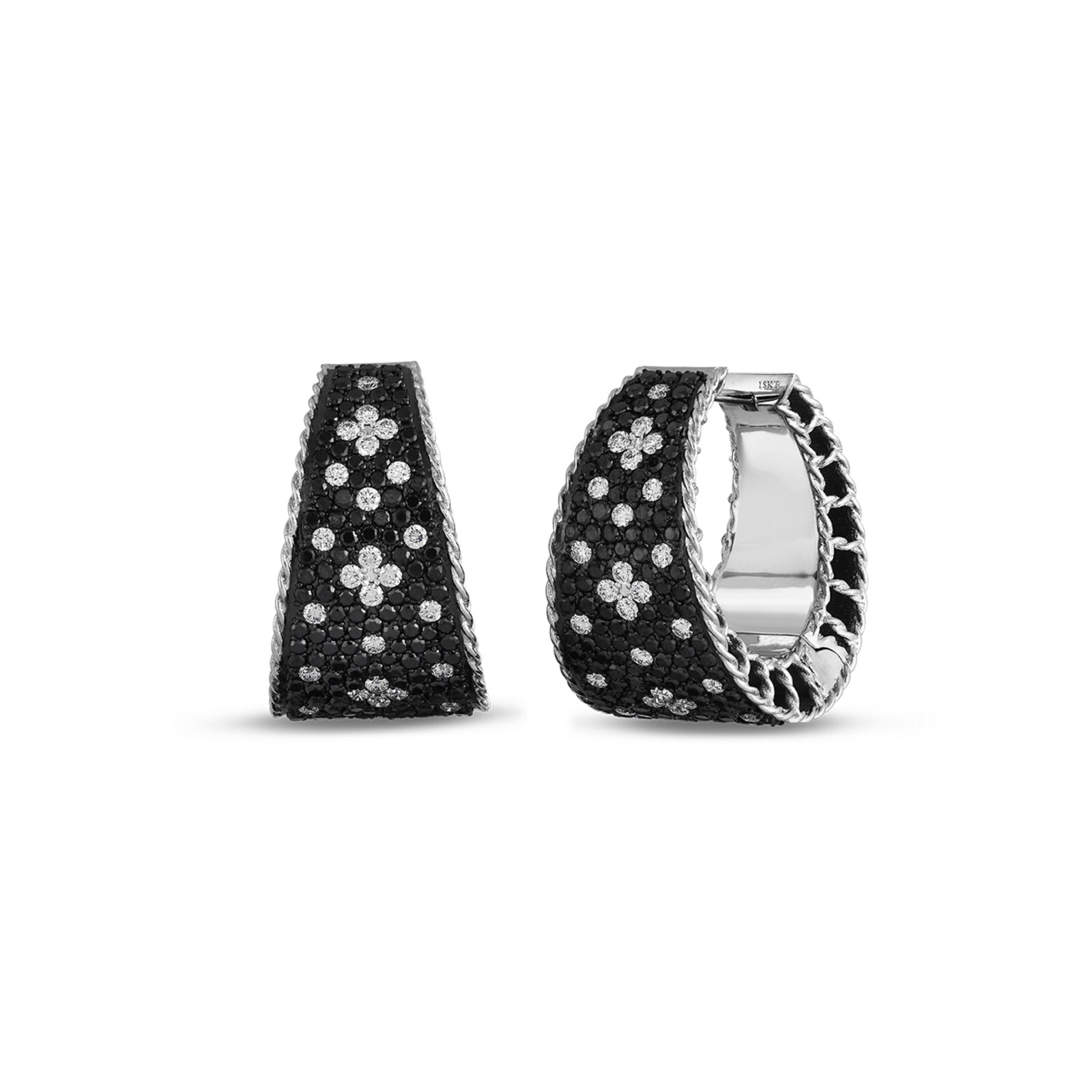 Roberto Coin 18ct White Gold Diamond Venetian Princess Hoop Earrings