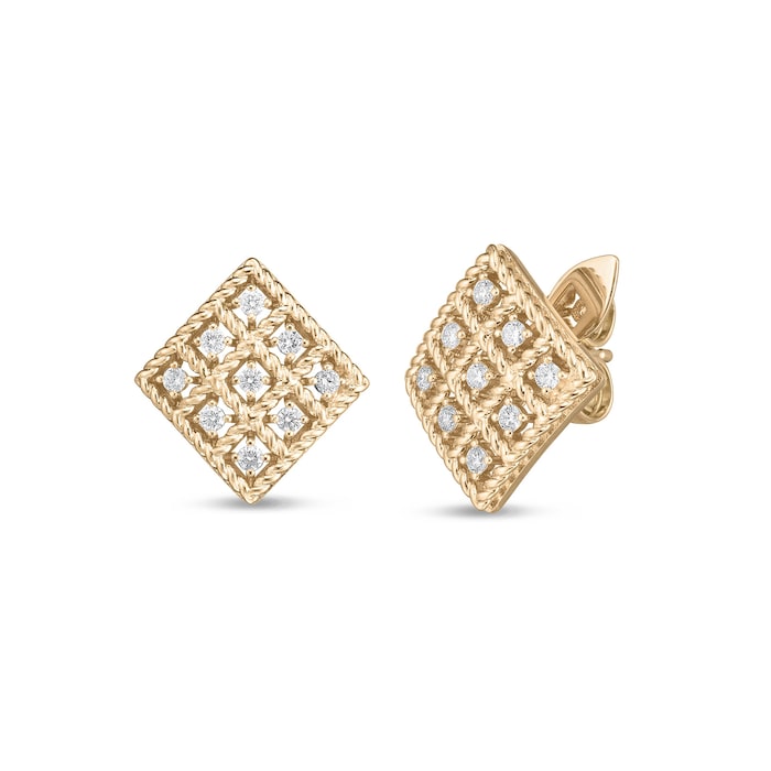 Roberto Coin 18ct Yellow Gold Diamond Roman Barocco Stud Earrings