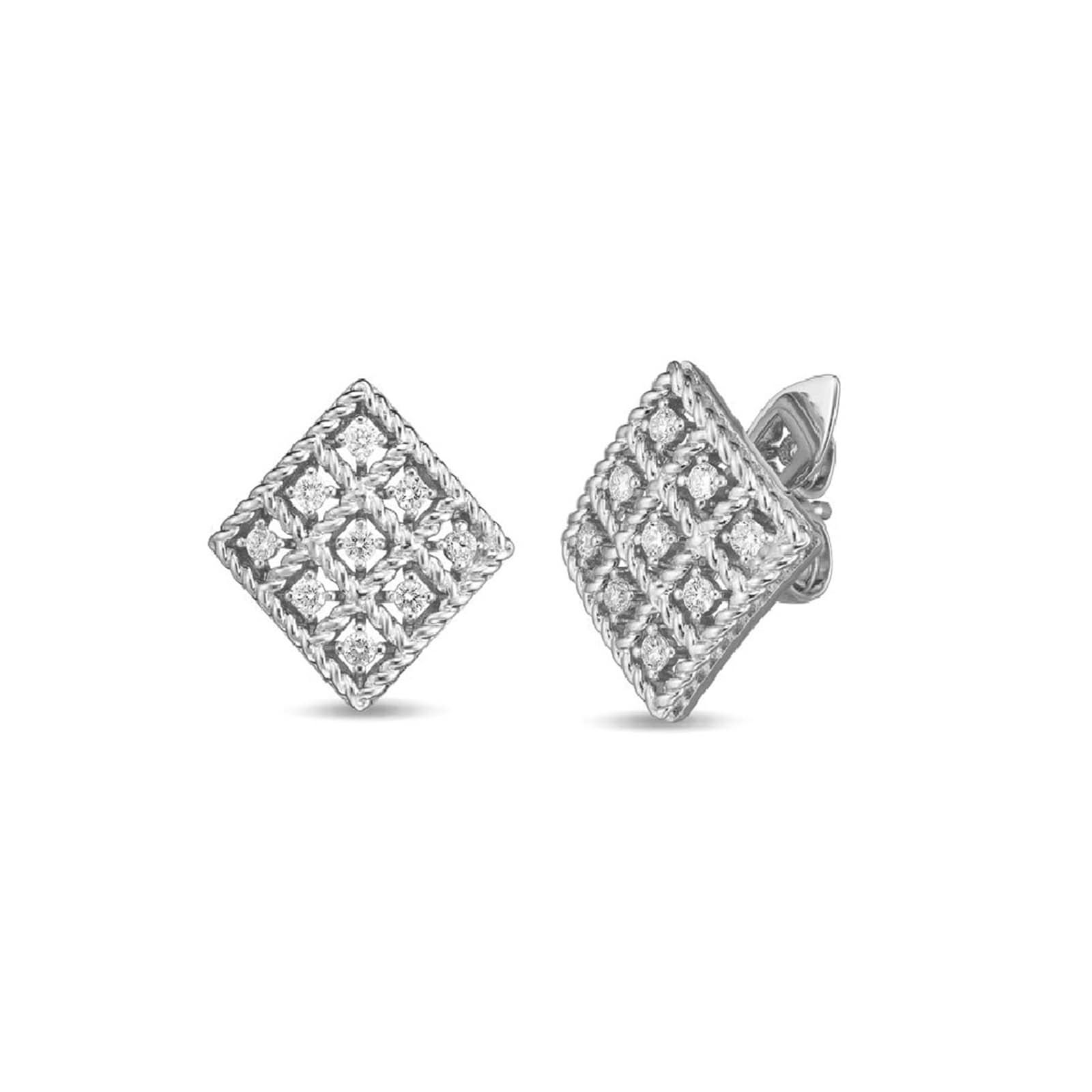 Roberto Coin 18ct White Gold Diamond Roman Barocco Stud Earrings