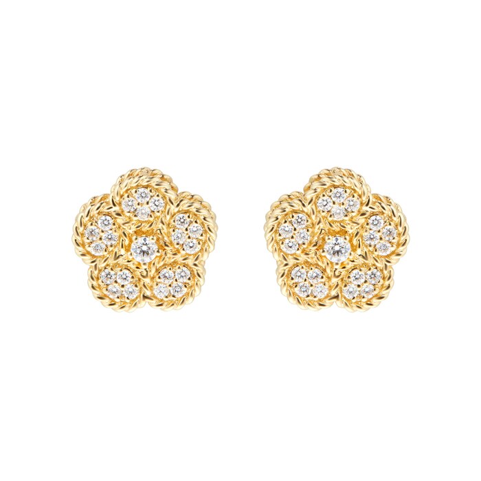 Roberto Coin Exclusive Flower 18ct Yellow Gold 0.32cttw Diamond Earrings