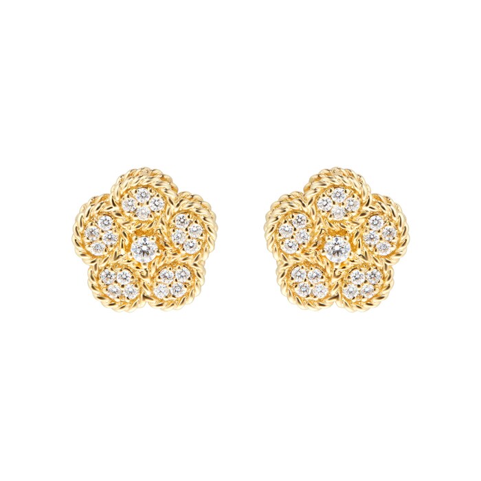 Roberto Coin Exclusive Flower 18ct Yellow Gold 0.32cttw Diamond Earrings