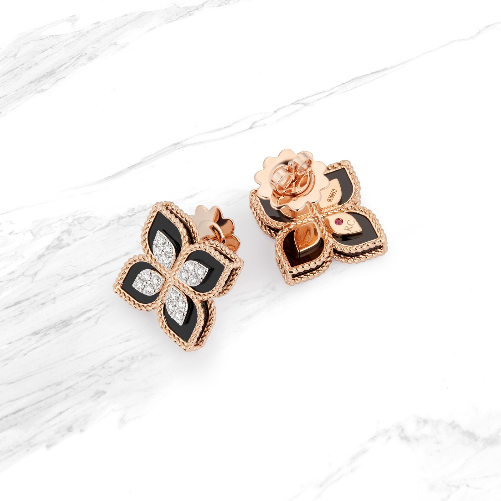 Rose gold sales black earrings