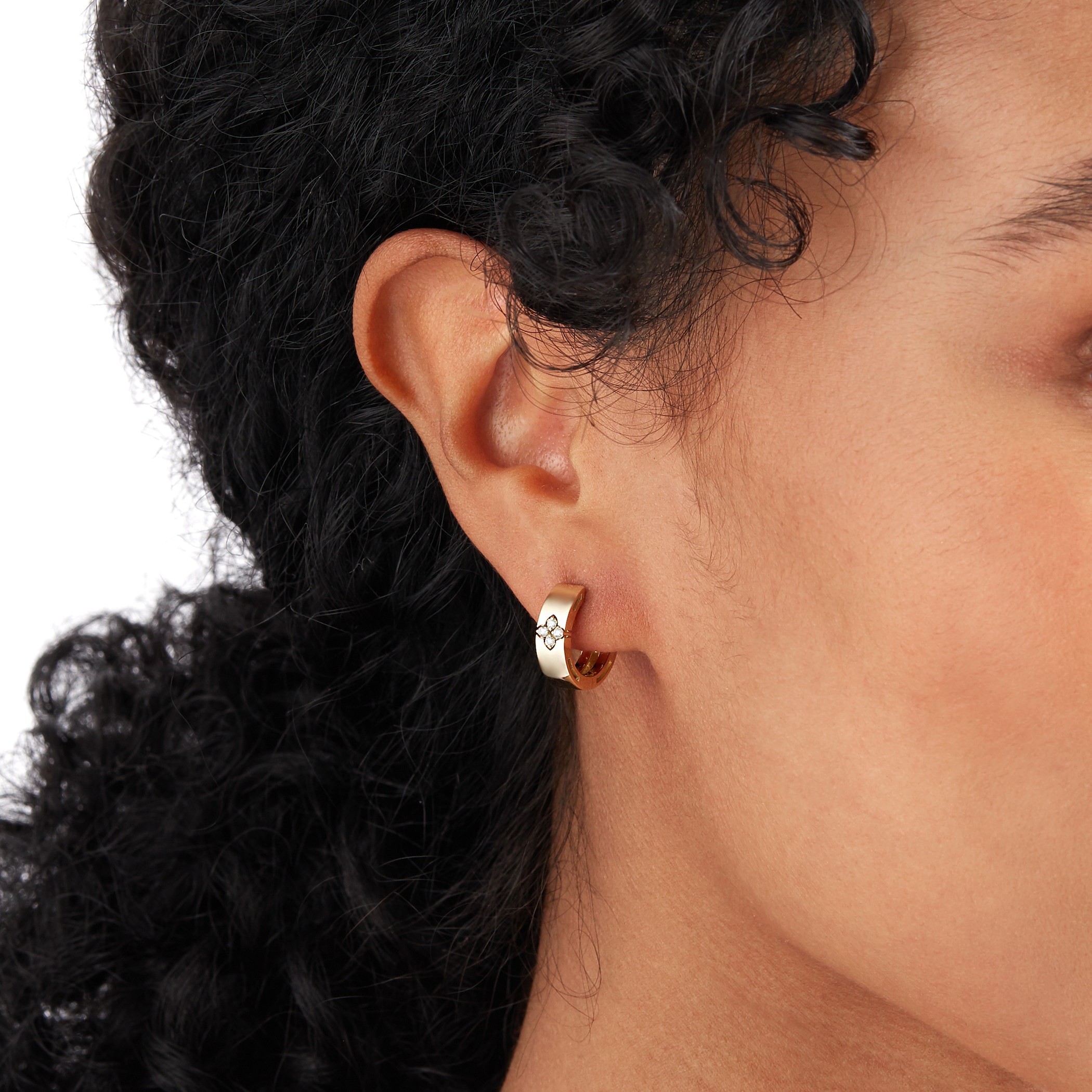 Roberto Coin Love In Verona 18ct Yellow Gold 0.07ct Diamond Hoop Earrings