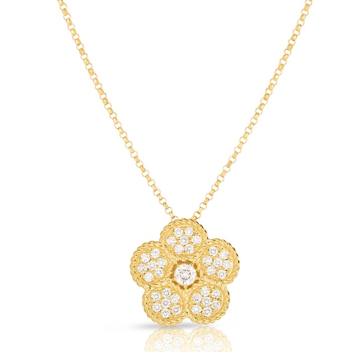 Roberto Coin Exclusive Flower 18ct Yellow Gold 0.16cttw Diamond Pendant