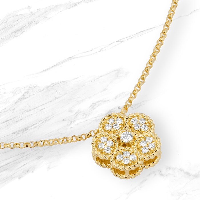Roberto Coin Exclusive Flower 18ct Yellow Gold 0.16cttw Diamond Pendant