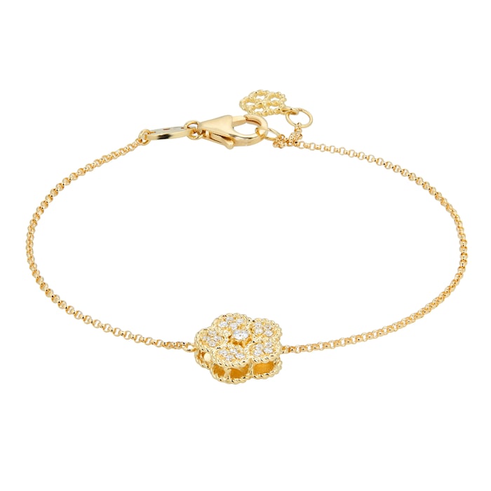 Roberto Coin Exclusive Flower 18ct Yellow Gold 0.15cttw Diamond Bracelet