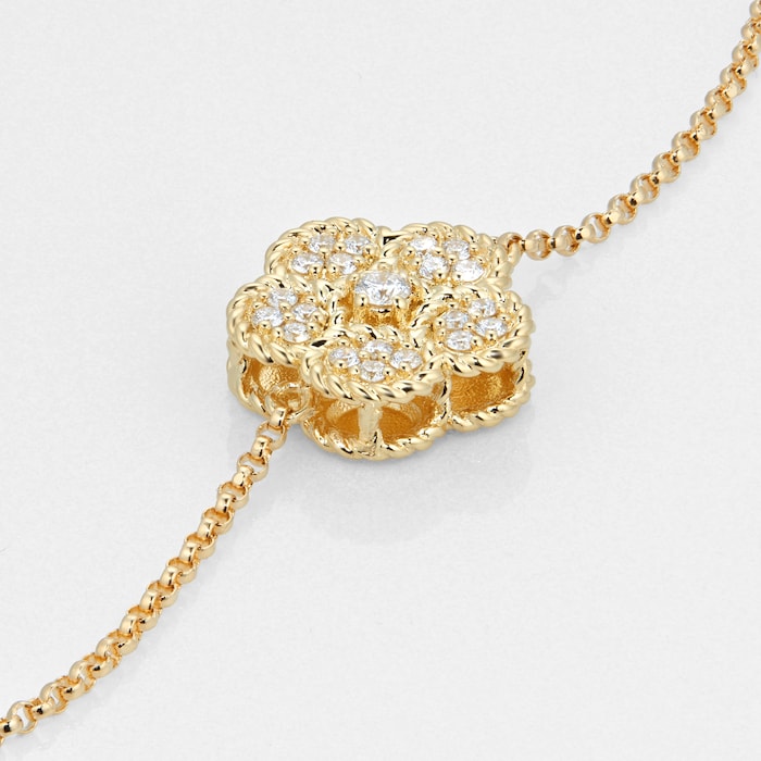 Roberto Coin Exclusive Flower 18ct Yellow Gold 0.15cttw Diamond Bracelet