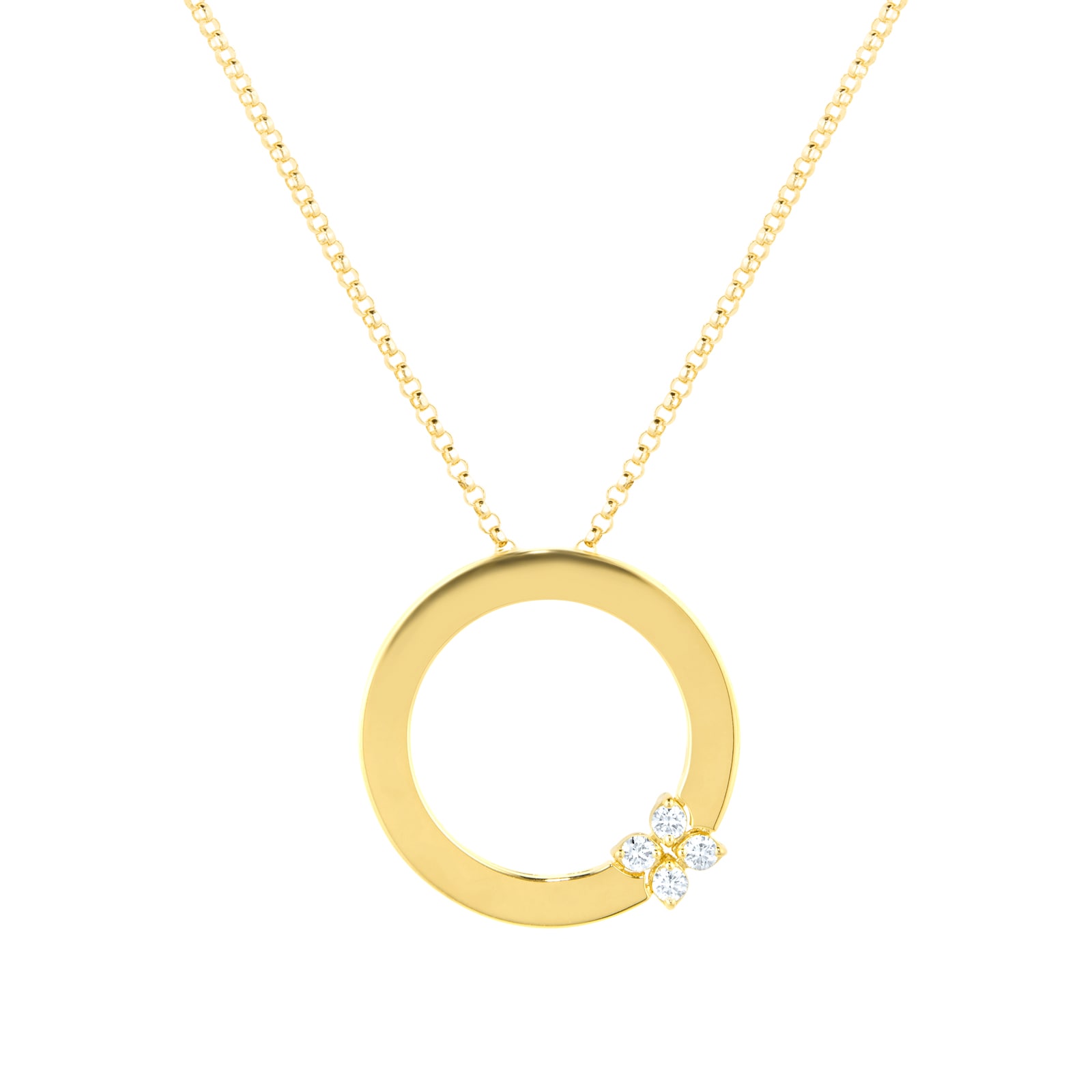 Roberto Coin Love in Verona 18ct Yellow Gold 0.10ct Diamond Pendant Necklace Roberto Coin Love in Verona 18ct Yellow Gold 0.10ct Diamond Pendant Necklace