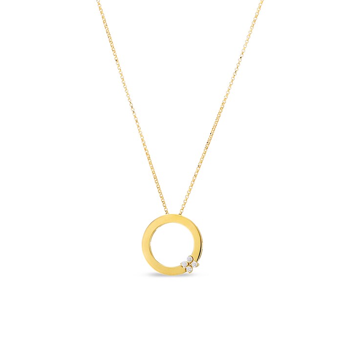 Roberto Coin 18k Yellow Gold 0.07cttw Diamond Love in Verona Pendant 40-45cm