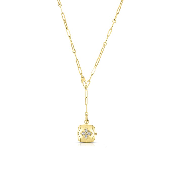 Roberto Coin 18k Yellow Gold 0.18cttw Diamond Medallion Necklace 19"