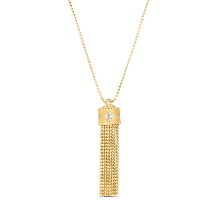 Roberto Coin 18k Yellow Gold 0.18cttw Diamond Princess Tassel Necklace