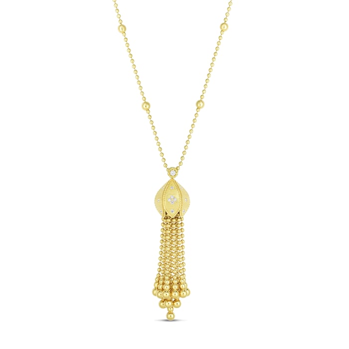 Roberto Coin 18ct Yellow Gold 0.50cttw Diamond Princess Tassel Necklace