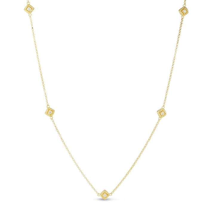 Roberto Coin 18k Yellow Gold 0.06cttw Diamond Palazzo Ducale 5 Station Necklace