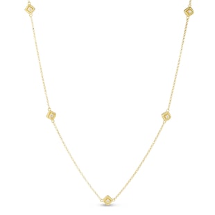 Roberto Coin 18k Yellow Gold 0.06cttw Diamond Palazzo Ducale 5 Station Necklace
