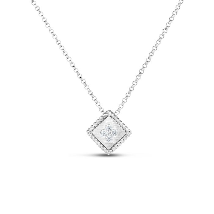 Roberto Coin 18k White Gold 0.04cttw Diamond Palazzo Ducale Necklace 40-45cm
