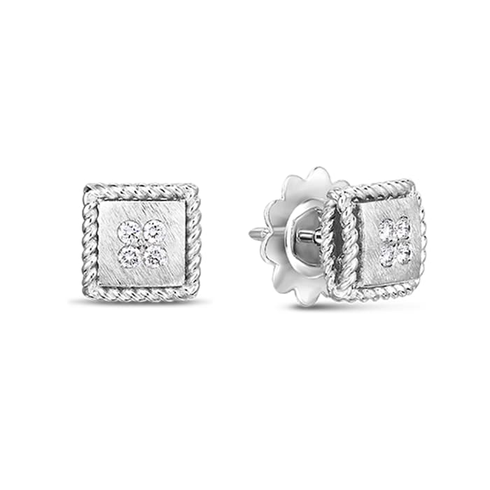 Roberto Coin 18k White Gold 0.09cttw Diamond Palazzo Ducale Stud Earrings