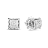 Roberto Coin 18k White Gold 0.09cttw Diamond Palazzo Ducale Stud Earrings