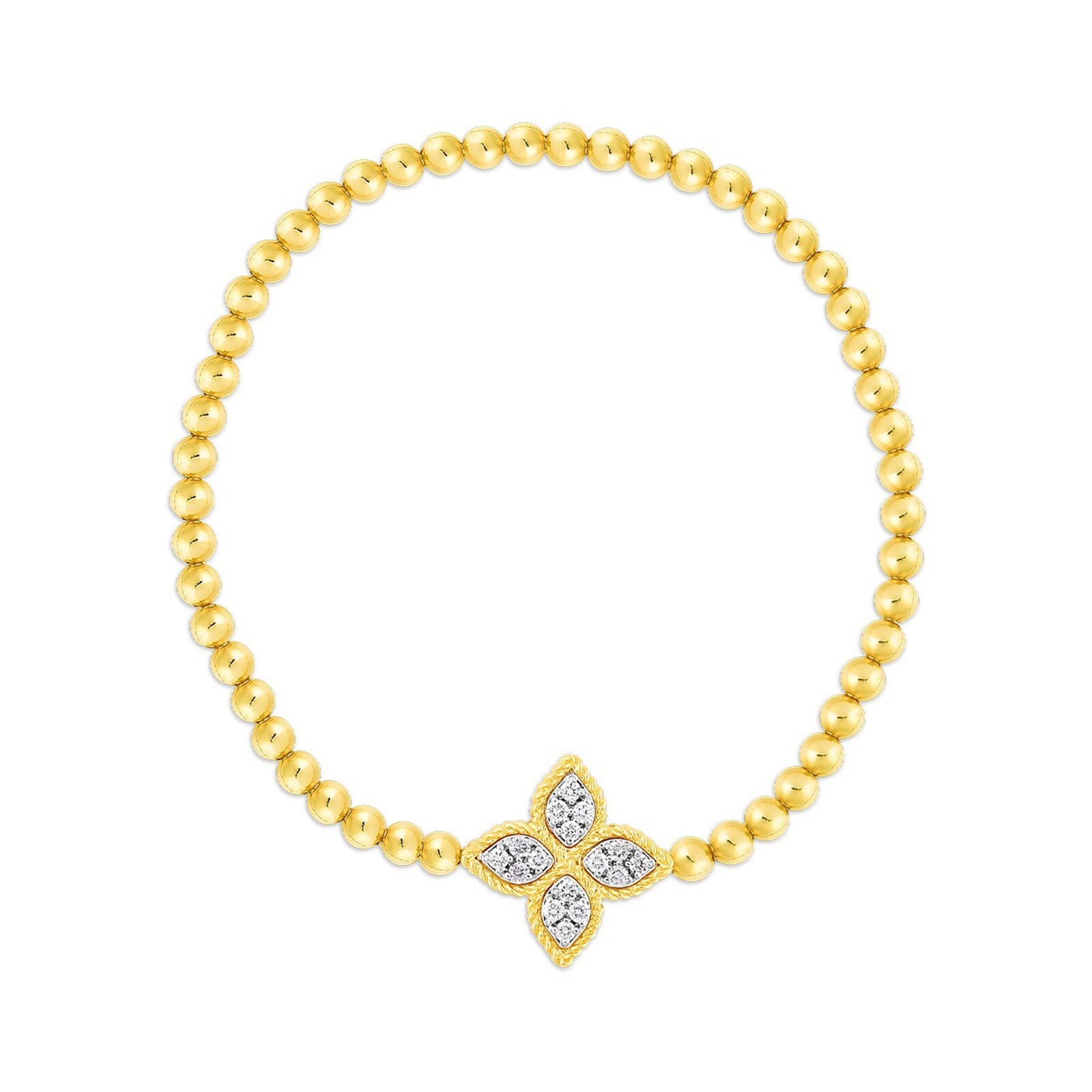 Roberto Coin 18k Yellow Gold Diamond Princess Flower Petite Bracelet