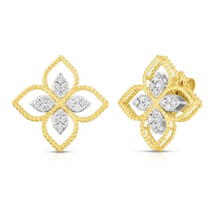 Roberto Coin 18k Yellow Gold 0.35cttw Diamond Principessa Flower Stud Earrings
