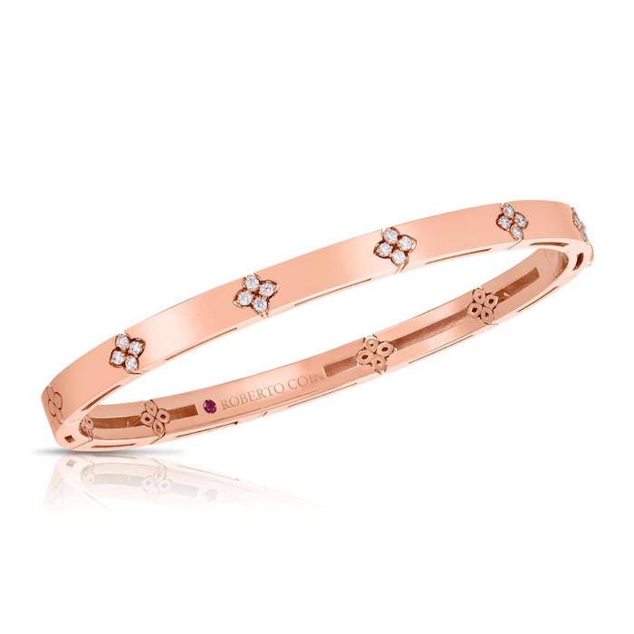 Roberto Coin 18k Rose Gold 0.15cttw Diamond Love in Verona Bangle