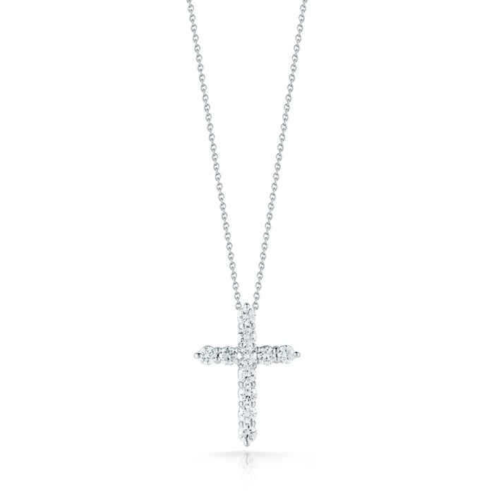 Roberto Coin 18K White Gold Tiny Treasures Diamond Cross Necklace