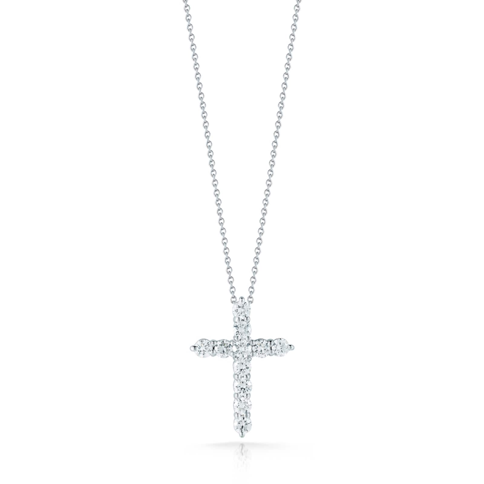 Roberto Coin 18K White Gold Tiny Treasures Diamond Cross Necklace