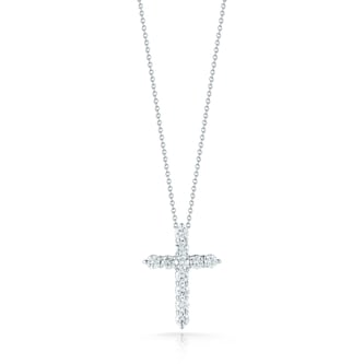 Roberto Coin 18K White Gold Tiny Treasures Diamond Cross Necklace