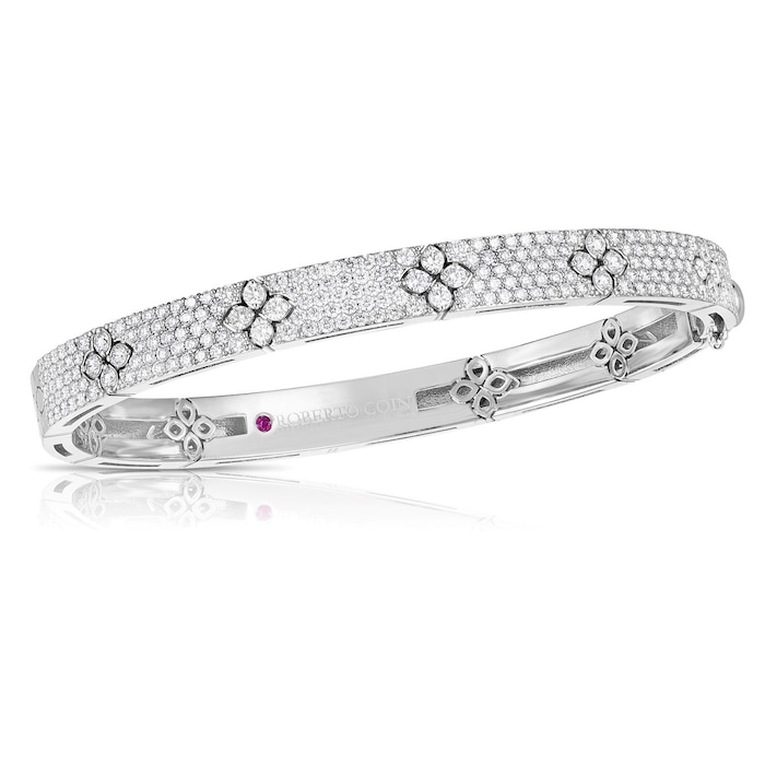 Roberto Coin 18K White Gold Love In Verona 2.20cttw Pavé Diamond Bangle