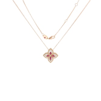 Roberto Coin 18k Rose Gold Exclusive Venetian Princess 0.25cttw Diamond and 0.35cttw Ruby Pendant - 17 Inch Roberto Coin 18k Rose Gold Exclusive Venetian Princess 0.25cttw Diamond and 0.35cttw Ruby Pendant - 17 Inch