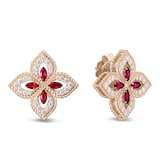 Roberto Coin 18k Rose Gold Exclusive Venetian Princess 0.55cttw Diamond and 0.68cttw Ruby Stud Earrings