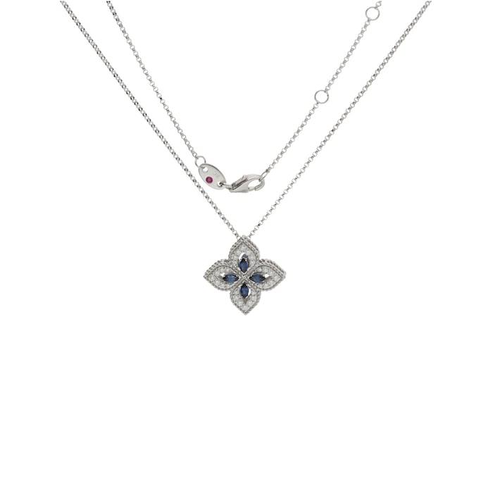 Roberto Coin 18k White Gold Exclusive Venetian Princess 0.25cttw Diamond and 0.30cttw Sapphire Pendant - 17 Inch