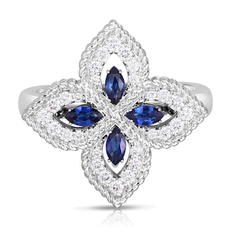 Roberto Coin 18k White Gold Exclusive Venetian Princess 0.25cttw Diamond and 0.30cttw Sapphire Ring Roberto Coin 18k White Gold Exclusive Venetian Princess 0.25cttw Diamond and 0.30cttw Sapphire Ring
