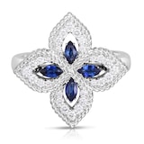 Roberto Coin 18k White Gold Exclusive Venetian Princess 0.25cttw Diamond and 0.30cttw Sapphire Ring