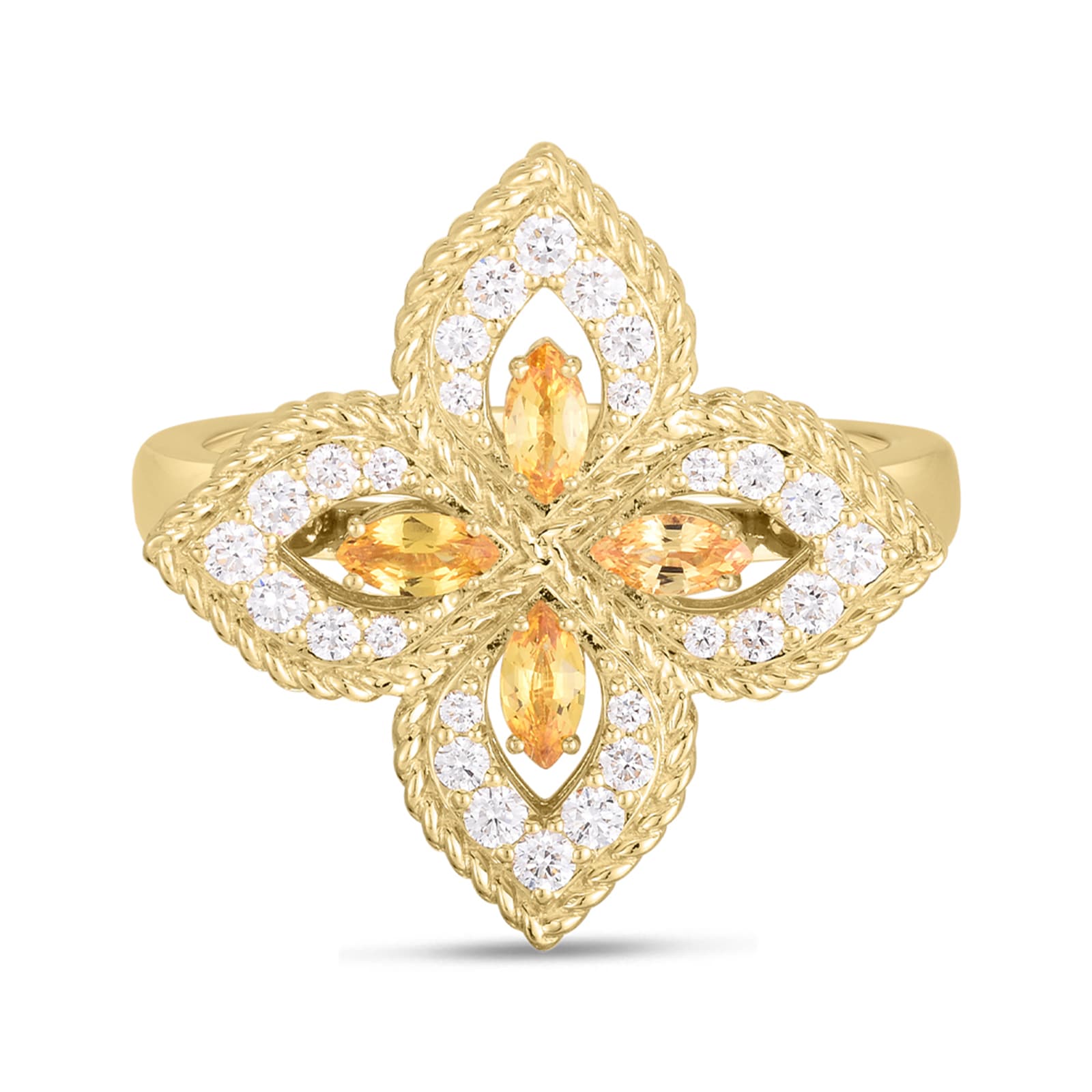 18k Yellow Gold Exclusive Venetian Princess 0.25cttw Diamond And 0.30cttw Yellow Sapphire Ring