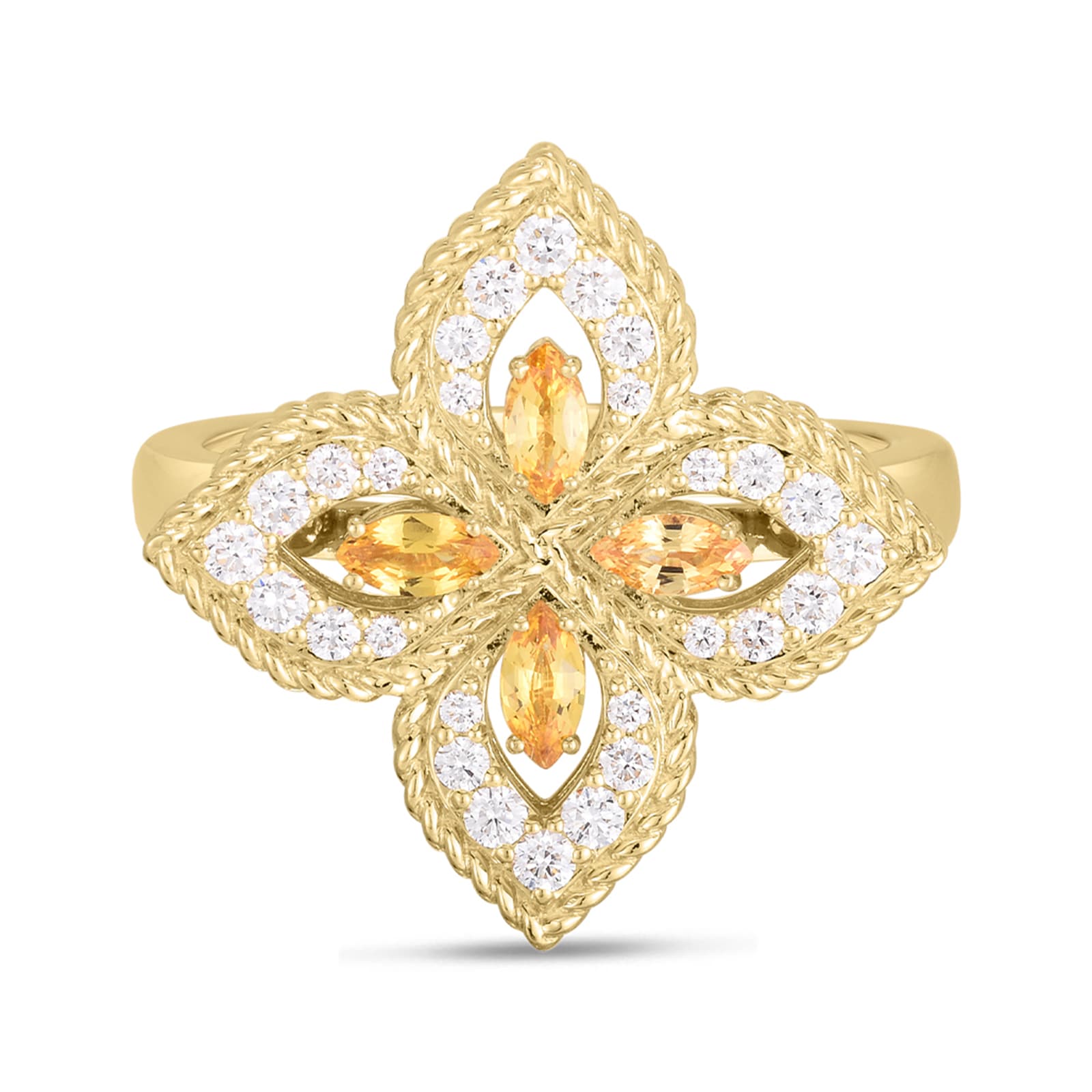 Roberto Coin 18k Yellow Gold Exclusive Venetian Princess 0.25cttw Diamond and 0.30cttw Yellow Sapphire Ring Roberto Coin 18k Yellow Gold Exclusive Venetian Princess 0.25cttw Diamond and 0.30cttw Yellow Sapphire Ring