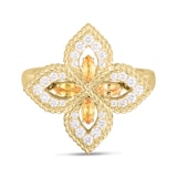 Roberto Coin 18k Yellow Gold Exclusive Venetian Princess 0.25cttw Diamond and 0.30cttw Yellow Sapphire Ring