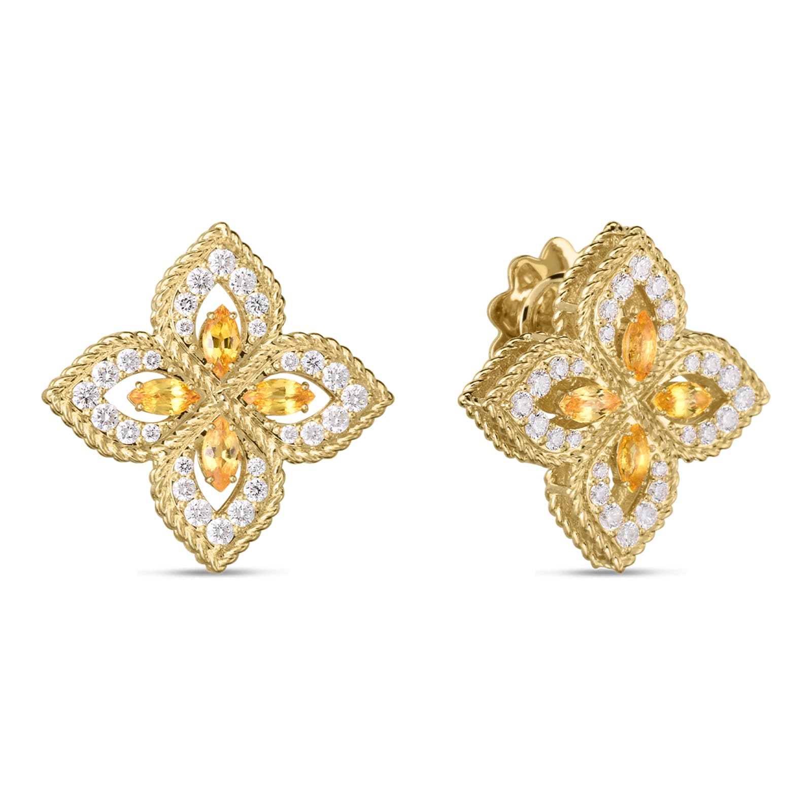 Roberto Coin 18k Yellow Gold Exclusive Venetian Princess 0.54cttw Diamond and 0.70cttw Yellow Sapphire Stud Earrings Roberto Coin 18k Yellow Gold Exclusive Venetian Princess 0.54cttw Diamond and 0.70cttw Yellow Sapphire Stud Earrings