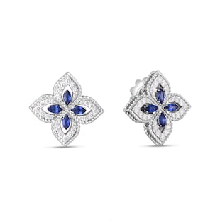 Roberto Coin Exclusive 18ct White Gold Venetian Princess 0.52ct Diamond & Sapphire Earrings